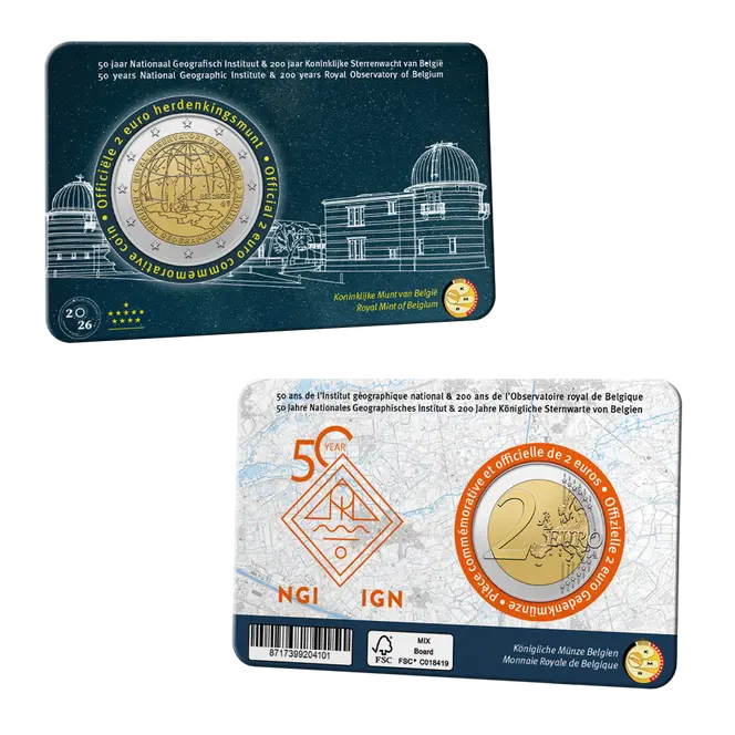 Coincard in Stempelglanz mit niederländischsprachiger Vorderseite.