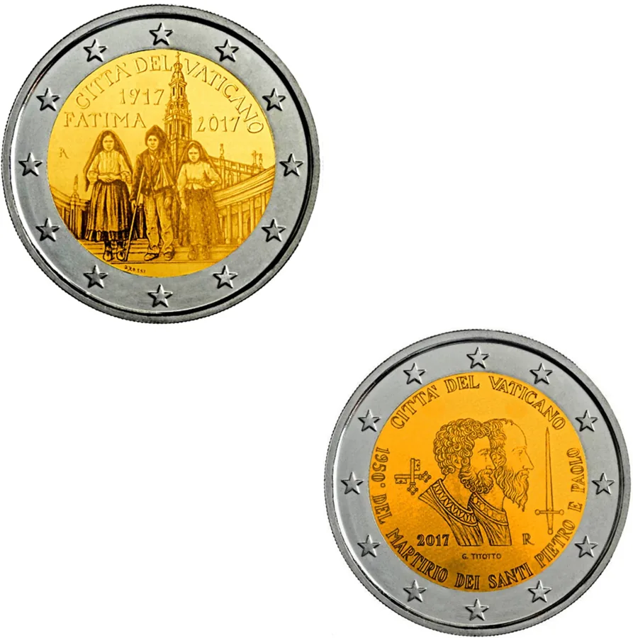 Motive beider vatikanischen 2-Euro-Gedenkmünzen 2017 veröffentlicht