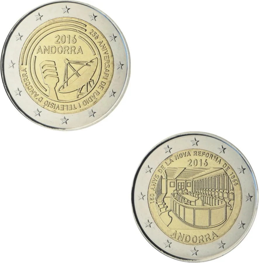 Ausgabetermin für beide andorranische 2-Euro-Gedenkmünzen 2016
