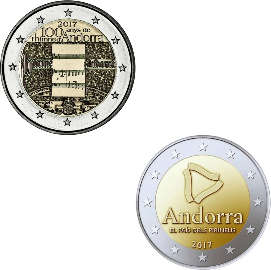 Beide andorranische 2-Euro-Gedenkmünzen 2017 ausgegeben