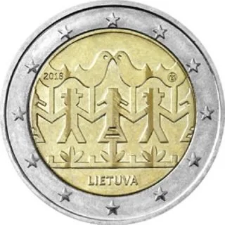 Geprägtes Exemplar der zweiten litauischen 2-Euro-Gedenkmünze 2018 veröffentlicht