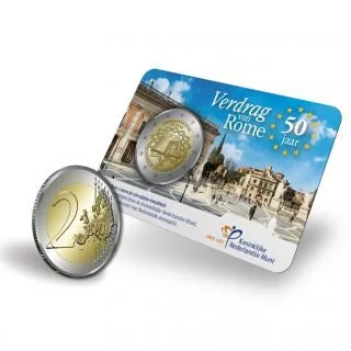 Niederländische Coincard mit der 2-Euro-Gedenkmünze „Römische Verträge“