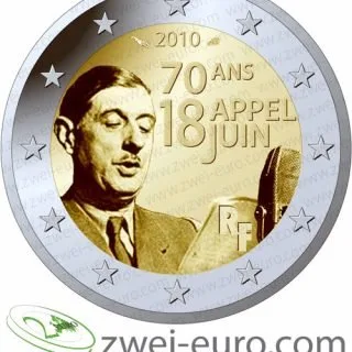 Entwurf der 2-Euro-Gedenkmünze „70. Jahrestag des Appells vom 18. Juni“