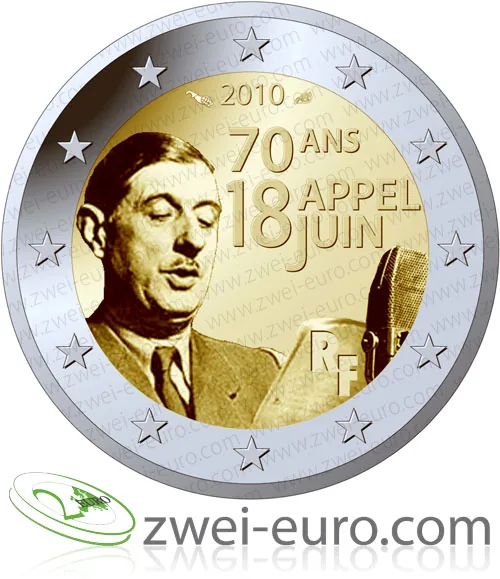 Entwurf der 2-Euro-Gedenkmünze „70. Jahrestag des Appells vom 18. Juni“
