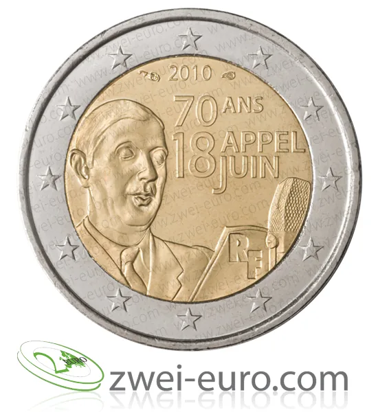Originalbild 2-Euro-Gedenkmünze „70. Jahrestag des Appells vom 18. Juni“ 2010
