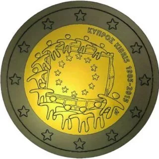 Motiv der zypriotischen Gemeinschaftsausgabe „30 Jahre Europaflagge“ veröffentlicht