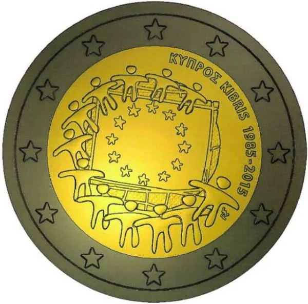 Motiv der zypriotischen Gemeinschaftsausgabe „30 Jahre Europaflagge“ veröffentlicht