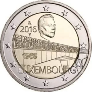 Luxemburgische 2-Euro-Gedenkmünze „50 Jahre Großherzogin-Charlotte-Brücke“ verausgabt