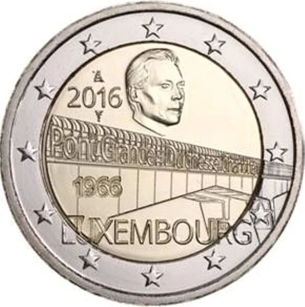 Luxemburgische 2-Euro-Gedenkmünze „50 Jahre Großherzogin-Charlotte-Brücke“ verausgabt