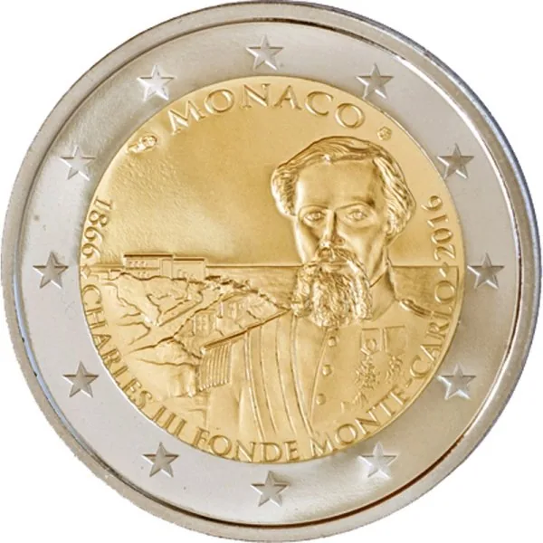 Monegassische 2-Euro-Gedenkmünze „150. Jahrestag der Gründung Monte Carlos“ verausgabt
