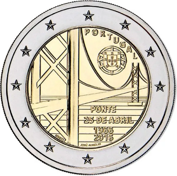 Zweite portugiesische 2-Euro-Gedenkmünze „50. Jahrestag der Ponte de 25 Abril“ verausgabt