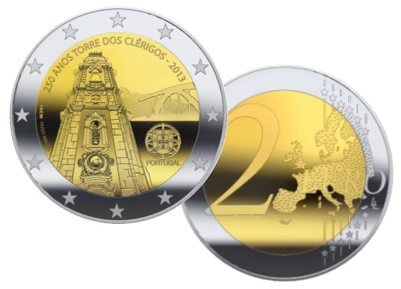 Bild der 2-Euro-Gedenkmünze „Glockenturm der Clérigos-Kirche“ aus Portugal veröffentlicht