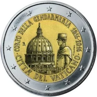 Vatikanische 2-Euro-Gedenkmünze „200 Jahre vatikanische Gendarmerie“ verausgabt