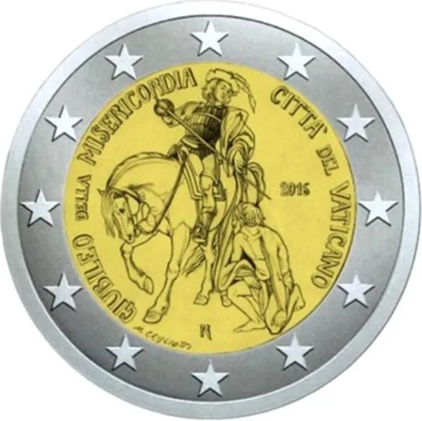 Bild der zweiten vatikanischen 2-Euro-Gedenkmünze 2016 veröffentlicht