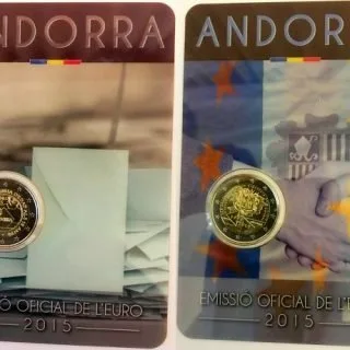 Beide andorranischen 2-Euro-Gedenkmünzen 2015 ausgegeben