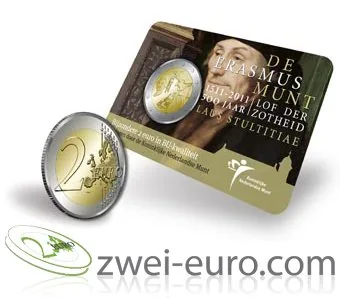 Erasmus Gedenkmünze in Stempelglanz-Münzkarte