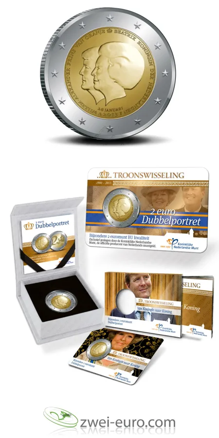 Neue 2-Euro-Gedenkmünze „Doppelportrait: Königin Beatrix und Kronprinz Willem Alexander“ heute ausgegeben