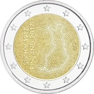 Bild der geprägten ersten finnischen 2-Euro-Gedenkmünze 2017 veröffentlicht