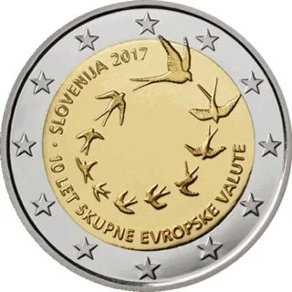 Erstes Bild der geprägten slowenischen 2-Euro-Gedenkmünze 2017