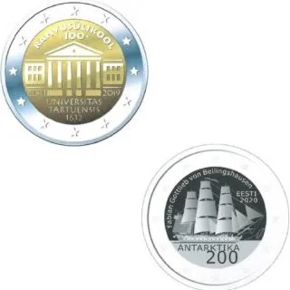 Motive der beiden zweiten estnischen 2-Euro-Gedenkmünzen 2019 & 2020 veröffentlicht