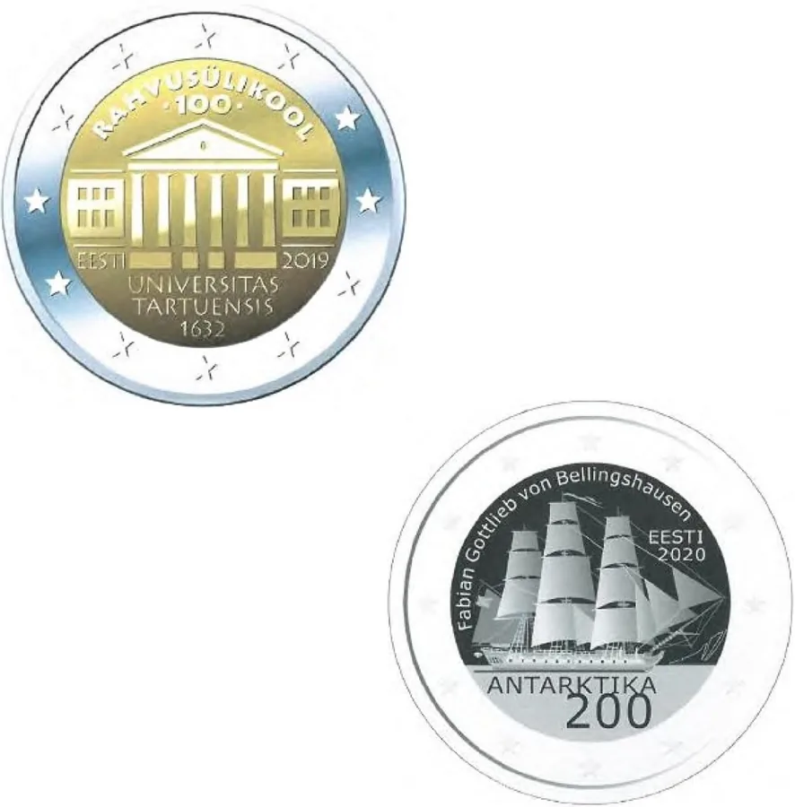 Motive der beiden zweiten estnischen 2-Euro-Gedenkmünzen 2019 & 2020 veröffentlicht