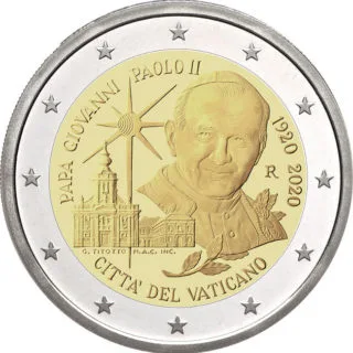 Bild der geprägten vatikanischen 2-Euro-Gedenkmünze 2020 veröffentlicht