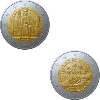 Beide andorranische 2-Euro-Gedenkmünzen 2021 ausgegeben