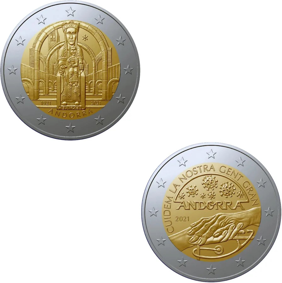 Beide andorranische 2-Euro-Gedenkmünzen 2021 ausgegeben