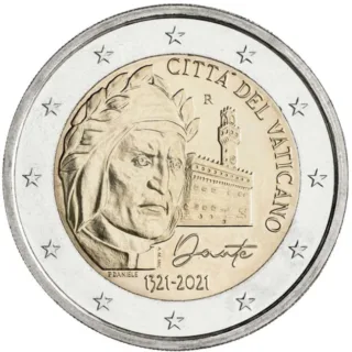 Bild der geprägten zweiten vatikanischen 2-Euro-Gedenkmünze 2021 veröffentlicht