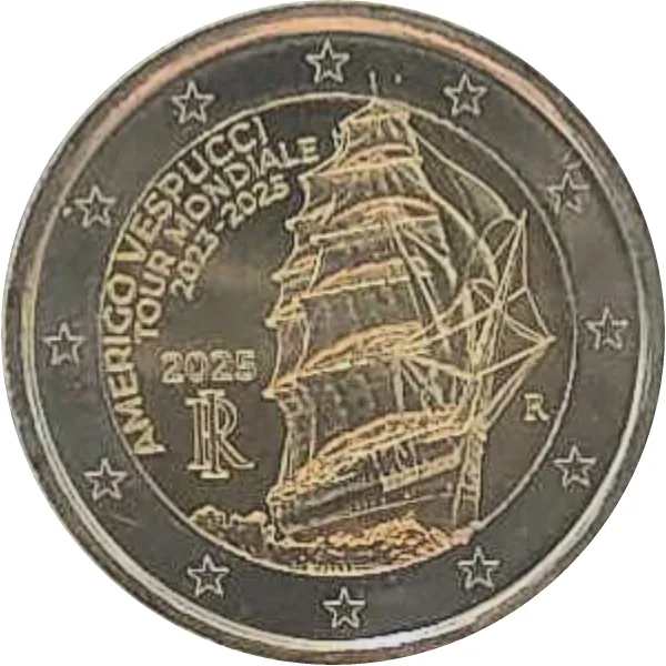 Zweite italienische 2-Euro-Gedenkmünze 2025 „Weltreise des Amerigo-Vespucci-Schulschiffes 2023-2025“ ausgegeben