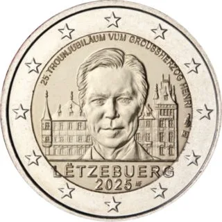 Both Luxembourg 2-Euro Commemorative Coins 2025 – "25th Anniversary of Grand Duke Henri's Accession" & "75th Anniversary of the Schuman Declaration" – Issued