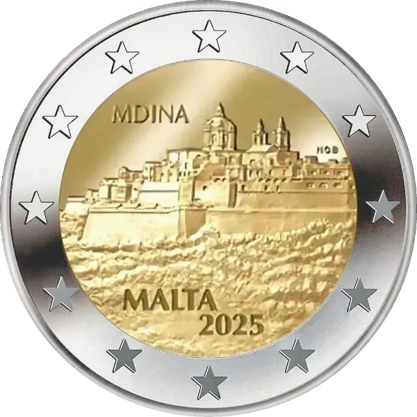 Beide maltesischen 2-Euro-Gedenkmünzen 2025 „Der maltesische Ochse“ & „Mdina“ausgegeben