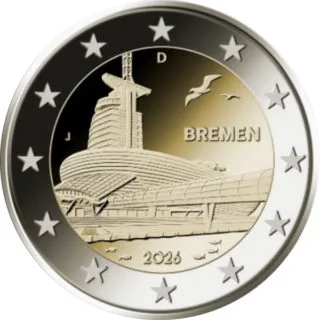 Motif de la première pièce commémorative allemande de 2 euros 2026 « Klimahaus Bremerhaven » annoncé