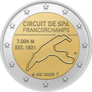 Belgium Issues Second 2025 2-Euro Commemorative Coin: Circuit de Spa-Francorchamps