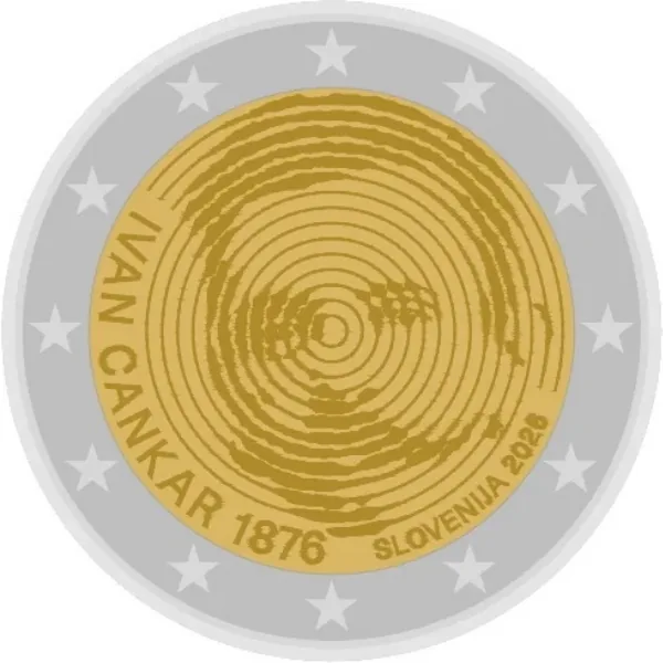 Motiv der slowenischen 2-Euro-Gedenkmünzen 2026 „150. Geburtstag von Ivan Cankar“ bekanntgegeben