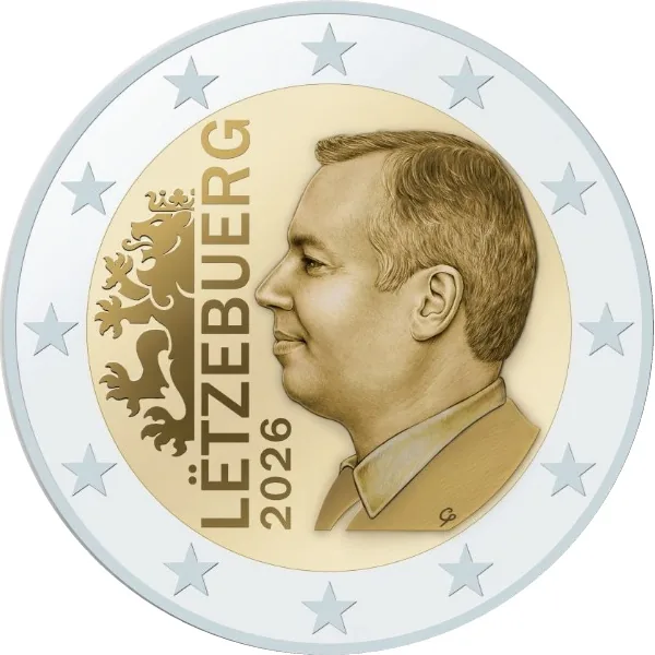 Motiv der neuen luxemburgischen 2-Euro-Kursmünze 2026 „Grossherzog Guillaume“ bekanntgegeben