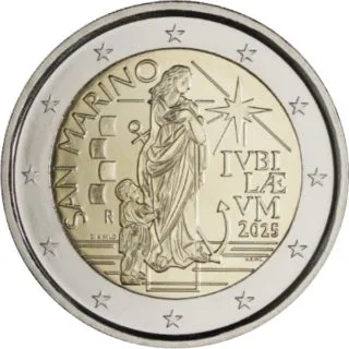 Première pièce commémorative de Saint-Marin de 2 euros 2025 « Année sainte 2025 – Pèlerins de l'espérance » émise