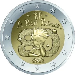 Première pièce commémorative française de 2 euros 2026 « Antoine de Saint-Exupéry – 80e anniversaire de la publication du Petit Prince » émise