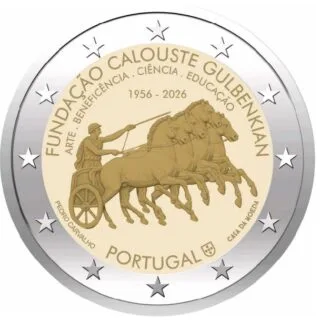 Motifs des pièces commémoratives portugaises de 2 euros 2026 « 100 ans du Rotary Club au Portugal » et « 70 ans de la Fondation Calouste Gulbenkian » dévoilés