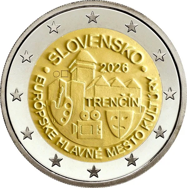 Motiv der slowakischen 2-Euro-Gedenkmünze 2026 „Trenčín – Kulturhauptstadt Europas 2026“ bekannt