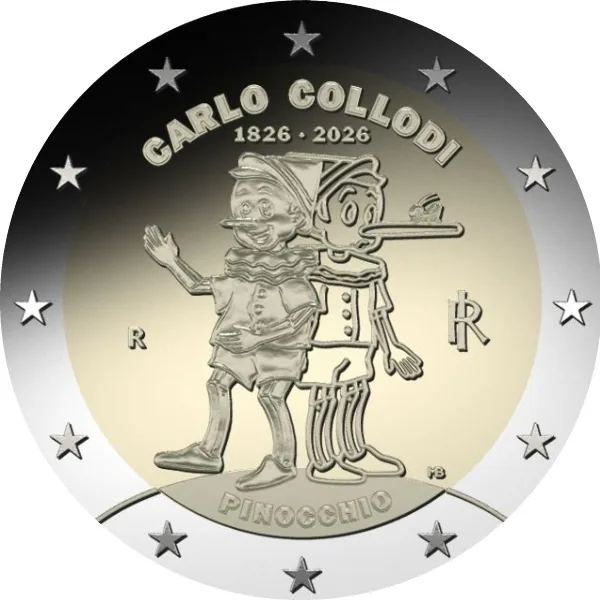 Erste italienische 2-Euro-Gedenkmünze 2026 „200. Geburtstag von Carlo Collodi – Pinocchio“ ausgegeben