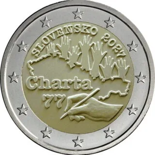 Design of Slovakia's First 2-Euro Commemorative Coin 2027 "50th Anniversary of Charter 77" Announced