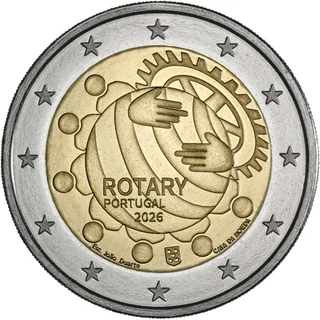 Erste portugiesische 2-Euro-Gedenkmünze 2026 „100 Jahre Rotary Club in Portugal“ ausgegeben