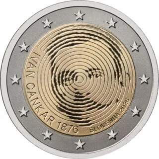 Slowenische 2-Euro-Gedenkmünze 2026 „150. Geburtstag von Ivan Cankar“ ausgegeben