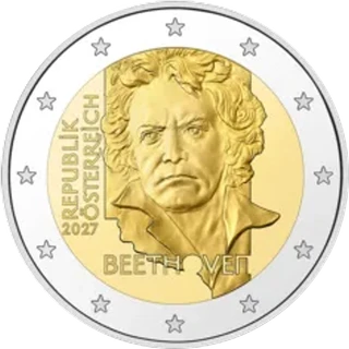 Motiv der 2-Euro-Gedenkmünze Österreich 2027 „Ludwig van Beethoven“ veröffentlicht