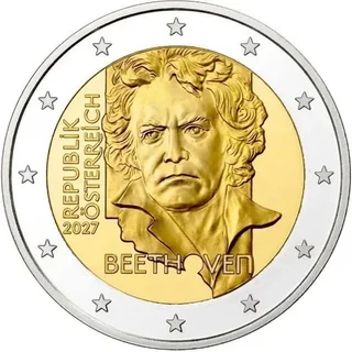 Motiv der 2-Euro-Gedenkmünze Österreich 2027 „Ludwig van Beethoven“ veröffentlicht