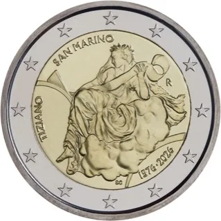 Première pièce commémorative de Saint-Marin de 2 euros 2026 « 450e anniversaire de la mort de Titien » émise