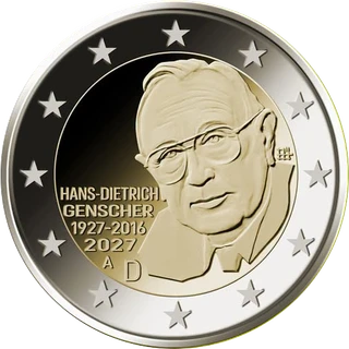 2-Euro-Gedenkmünze Deutschland 2027 „Hans-Dietrich Genscher“: Motiv veröffentlicht
