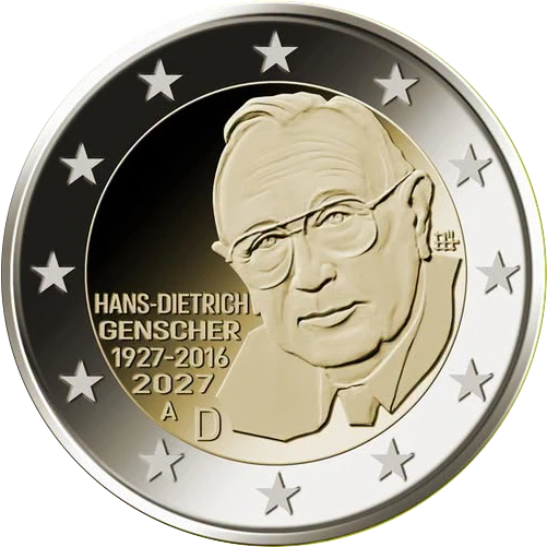 2-Euro-Gedenkmünze Deutschland 2027 „Hans-Dietrich Genscher“: Motiv veröffentlicht