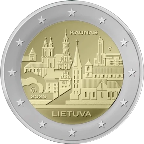 Litauen: Zweite 2-Euro-Gedenkmünze 2026 „Litauische Städte – Kaunas“ ausgegeben
